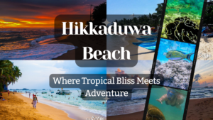 A captivating view of Hikkaduwa Beach, where golden sands meet turquoise waters, offering both relaxation and thrilling adventures